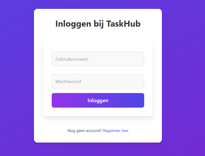 Loginpagina TaskHub